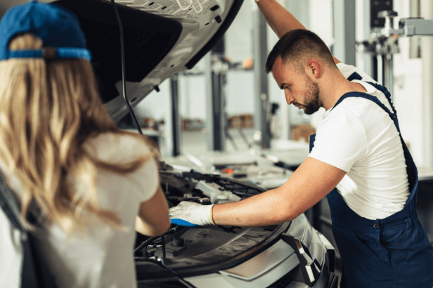 Car repairs at a car workshop.